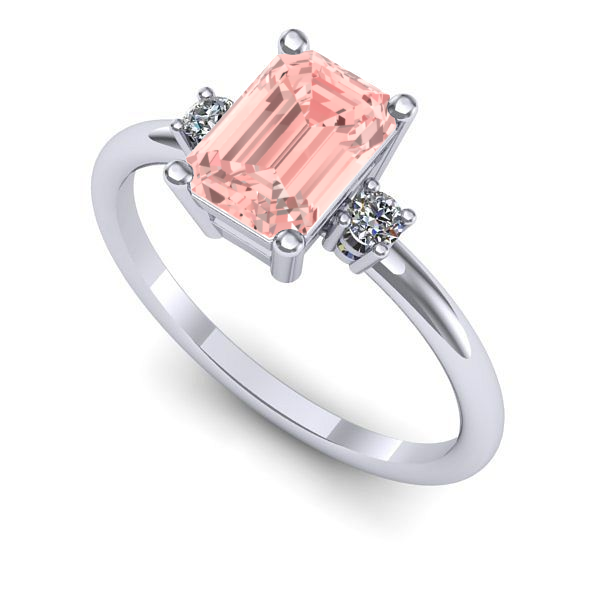 Inel logodna din aur alb cu diamant de laborator roz