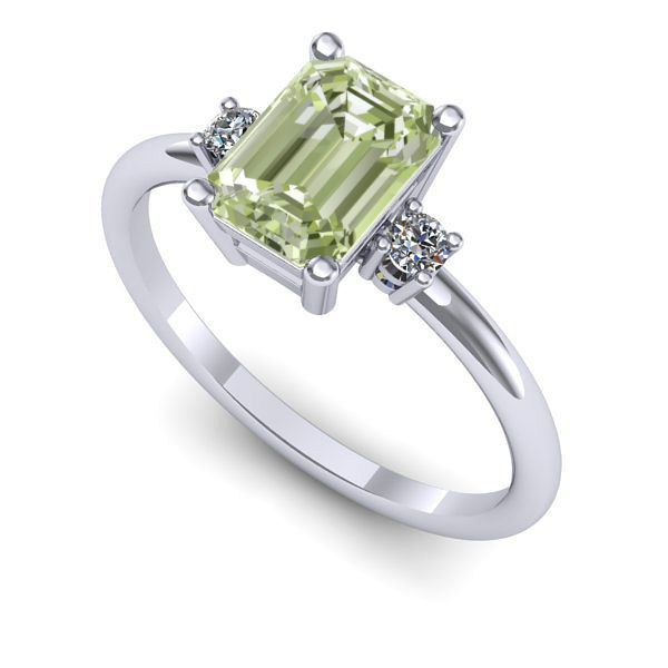 Inel de logodna din aur alb cu diamant de laborator verde