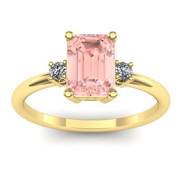 Inel logodna cu diamant de laborator roz dreptunghiular