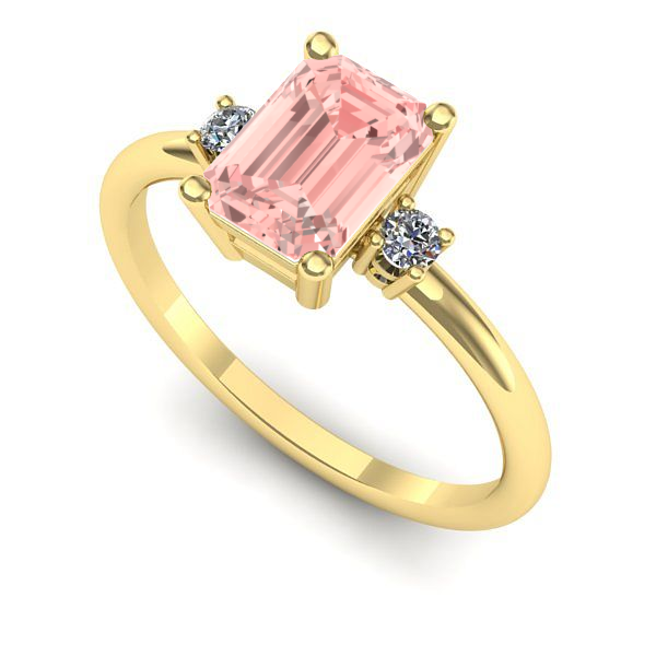 Inel din aur galben cu diamant de laborator roz