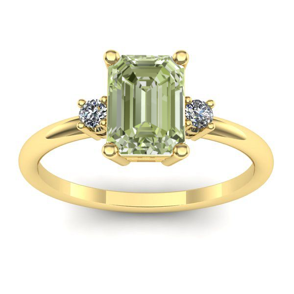 Inel logodna cu diamant de laborator verde dreptunghiular