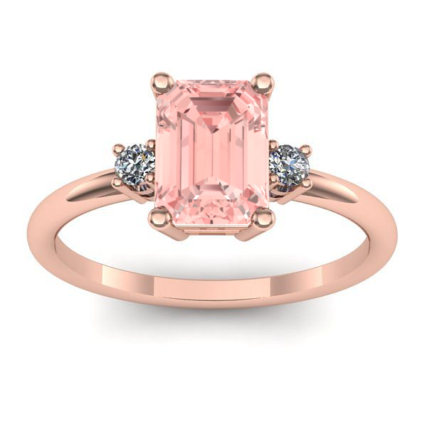 Inel de logodna cu diamant de laborator roz dreptunghiular