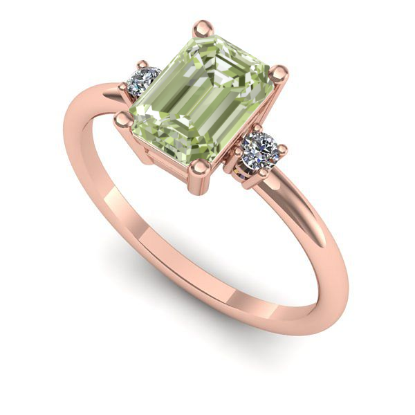 Inel de logodna din aur roz cu diamant de laborator verde