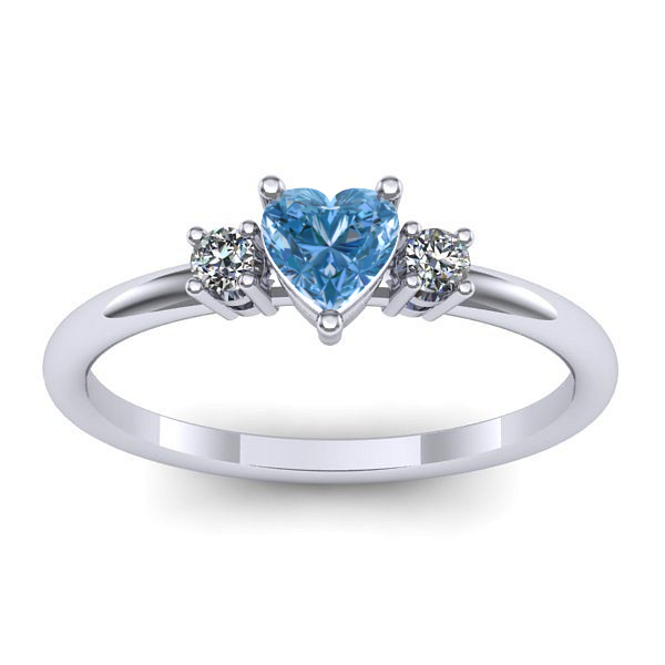 Inel cu diamant de laborator albastru inima