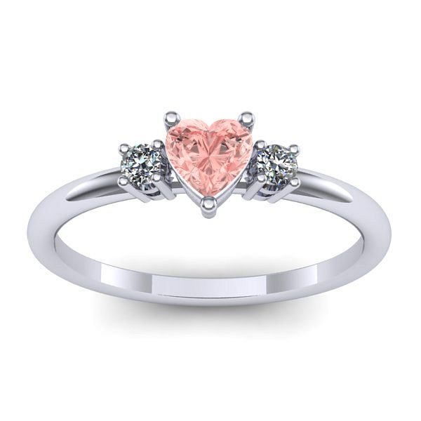 Inel logodna cu diamant de laborator roz inima