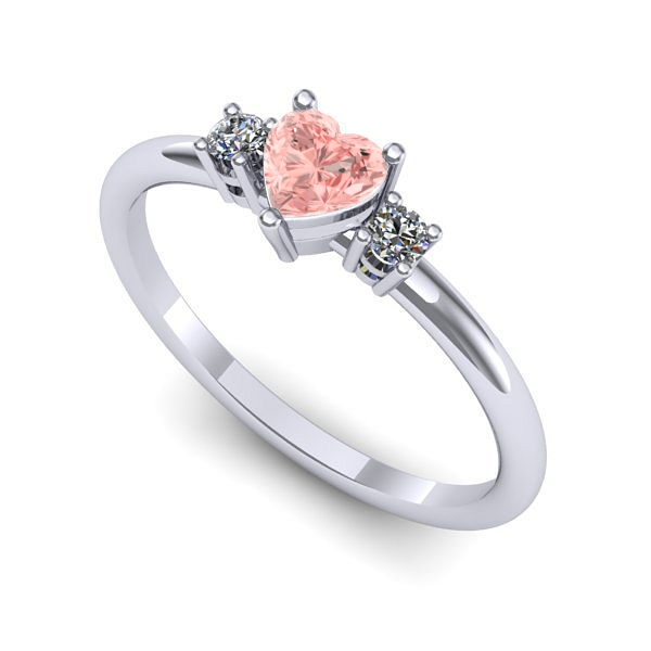 Inel din aur alb cu diamant de laborator roz