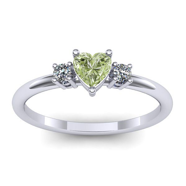 Inel logodna cu diamant de laborator verde inima