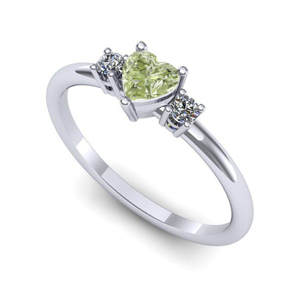 Inel din aur alb cu diamant de laborator verde