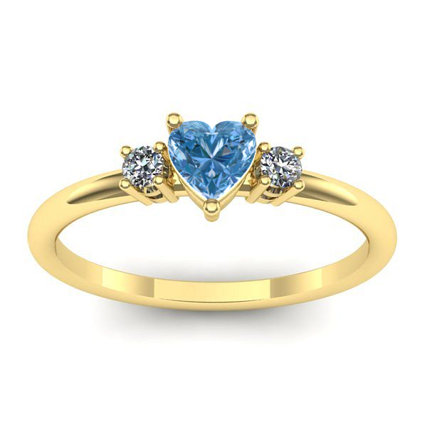 Inel cu diamant de laborator albastru inima