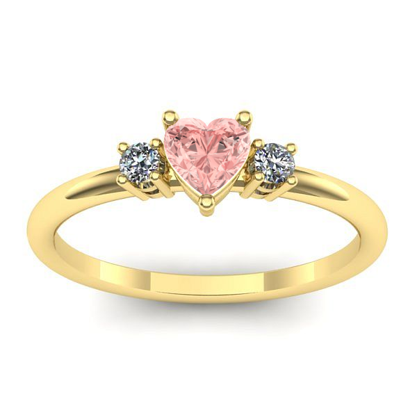 Inel de logodna cu diamant de laborator roz inima