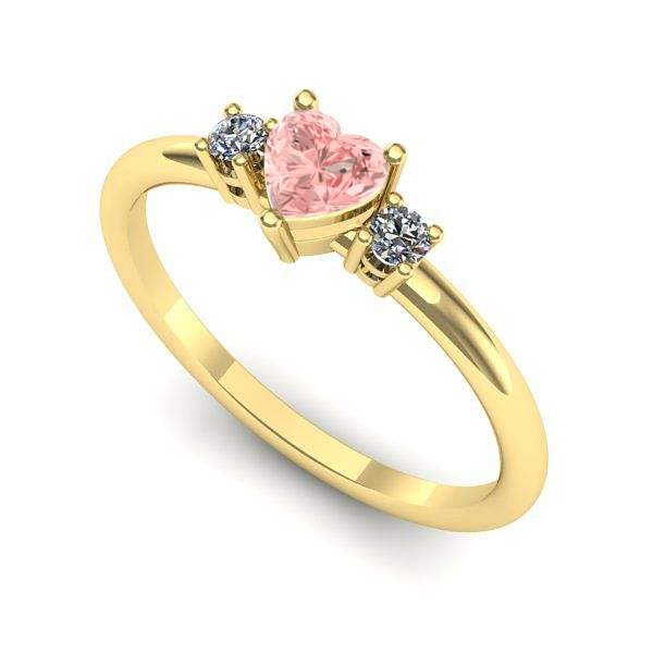 Inel din aur galben cu diamant de laborator roz