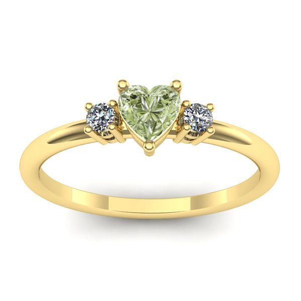 Inel de logodna cu diamant de laborator verde inima