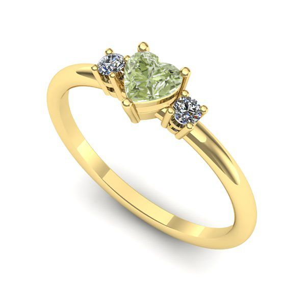 Inel de logodna din aur galben cu diamant de laborator verde