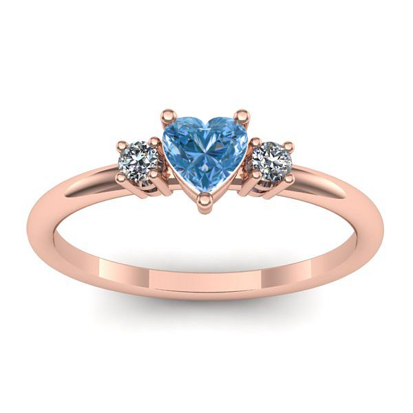 Inel logodna cu diamant de laborator albastru inima