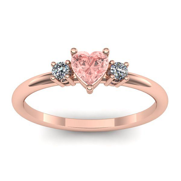 Inel cu diamant de laborator roz inima