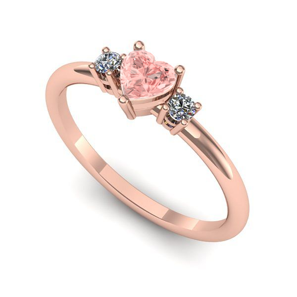 Inel de logodna din aur roz cu diamant de laborator roz
