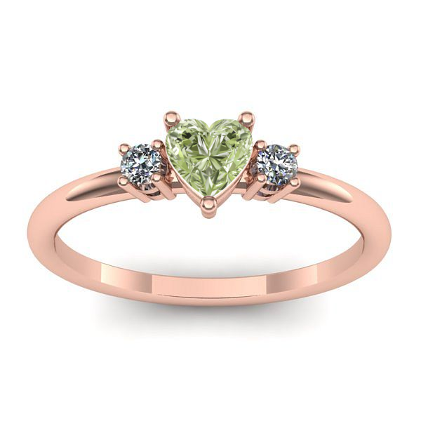 Inel logodna cu diamant de laborator verde inima