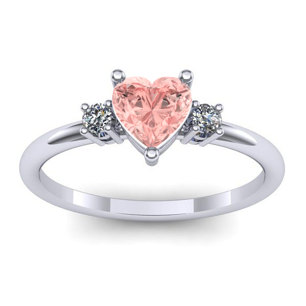Inel logodna cu diamant de laborator roz inima