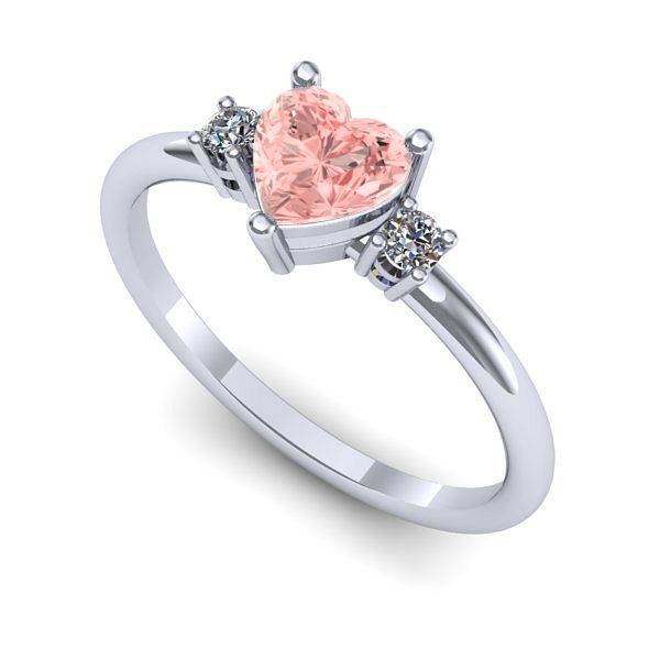 Inel logodna din aur alb cu diamant de laborator roz