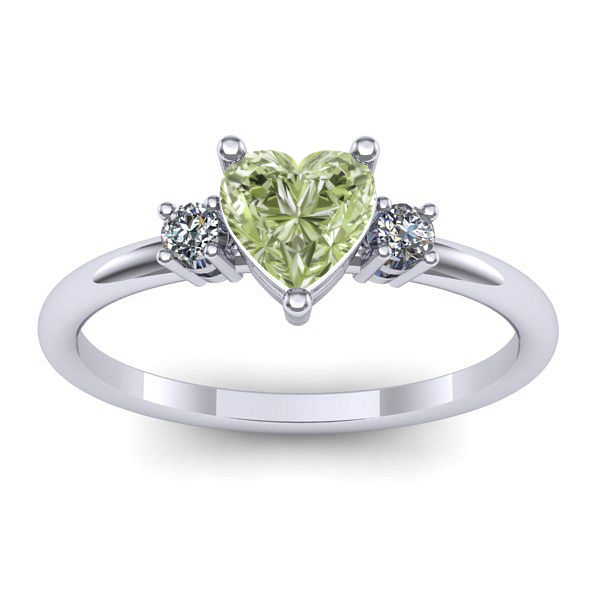 Inel cu diamant de laborator verde inima