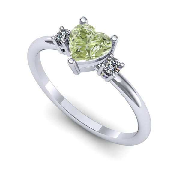 Inel din aur alb cu diamant de laborator verde