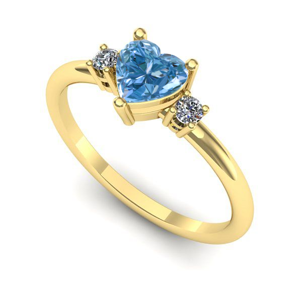 Inel din aur galben cu diamant de laborator albastru