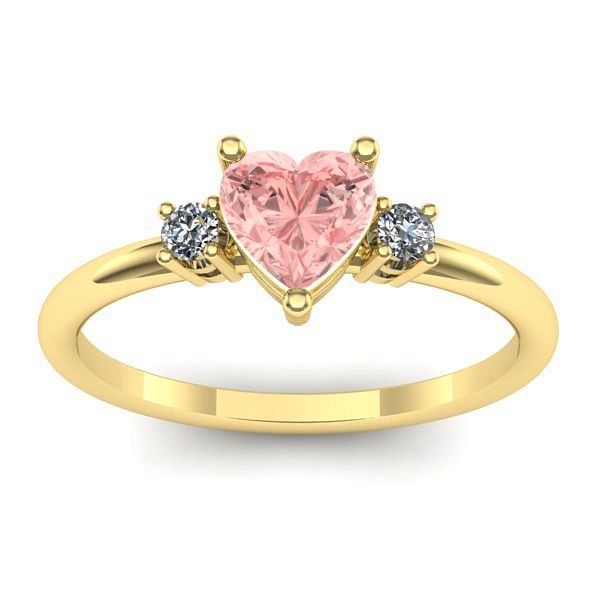 Inel logodna cu diamant de laborator roz inima