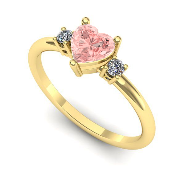 Inel logodna din aur galben cu diamant de laborator roz