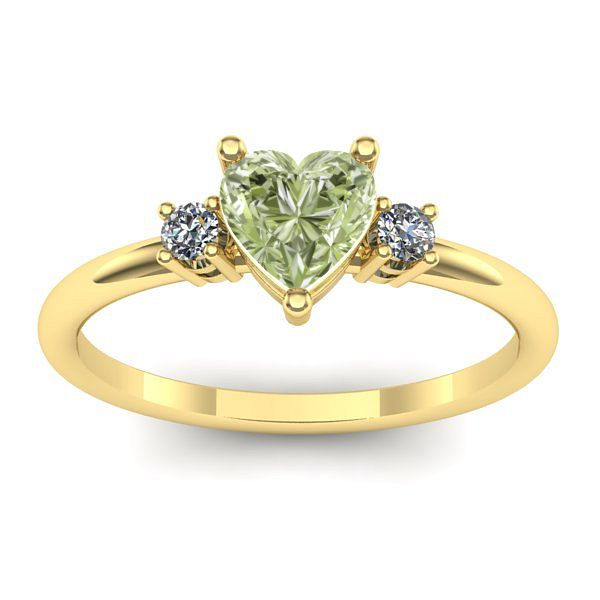 Inel cu diamant de laborator verde inima