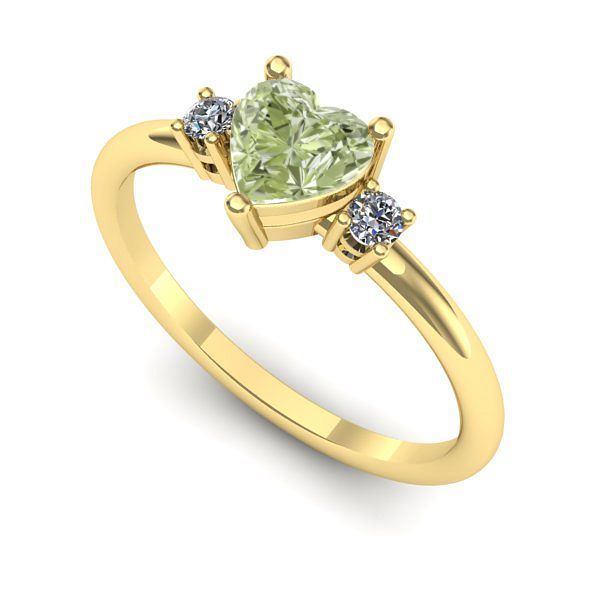 Inel logodna din aur galben cu diamant de laborator verde