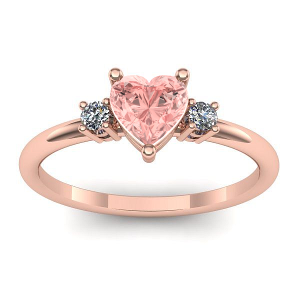 Inel cu diamant de laborator roz inima
