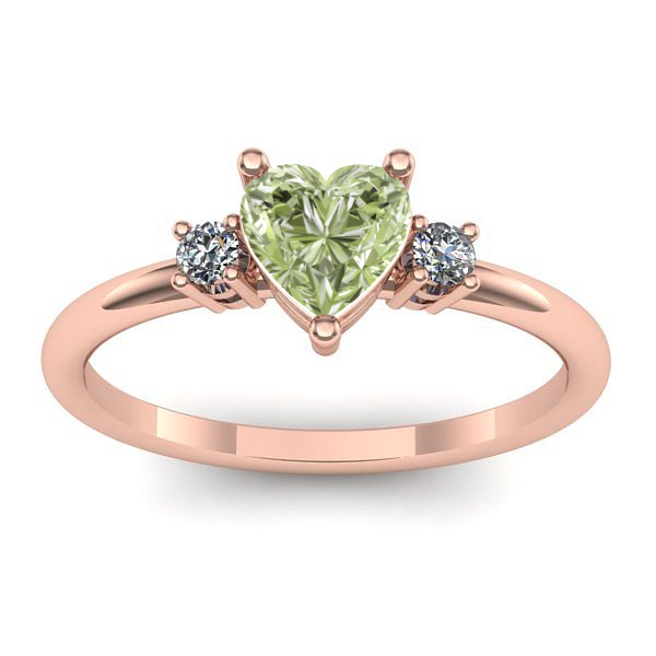 Inel logodna cu diamant de laborator verde inima