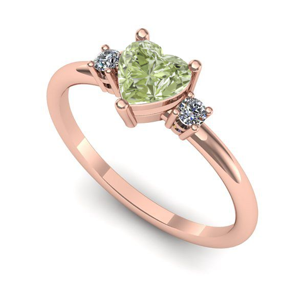 Inel logodna din aur roz cu diamant de laborator verde