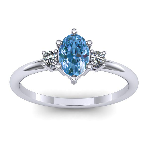 Inel logodna cu diamant de laborator albastru oval