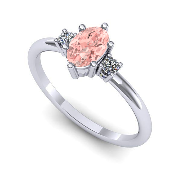 Inel din aur alb cu diamant de laborator roz