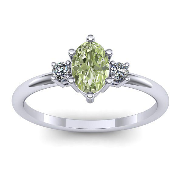 Inel cu diamant de laborator verde oval