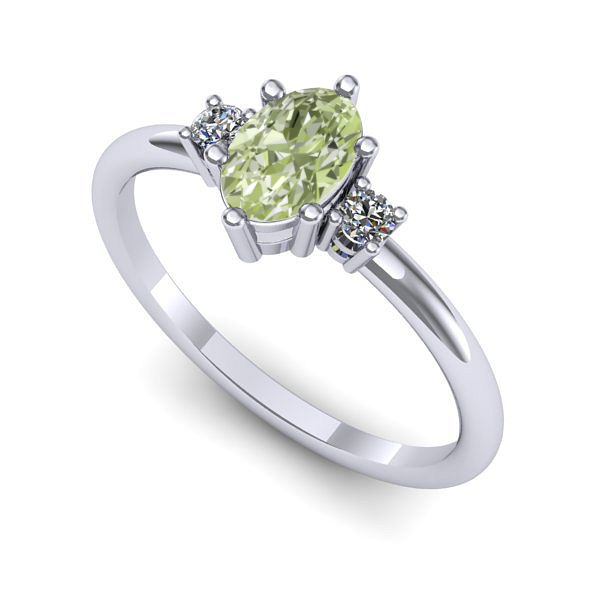 Inel logodna din aur alb cu diamant de laborator verde