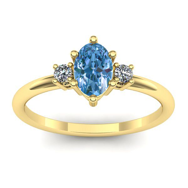 Inel de logodna cu diamant de laborator albastru oval
