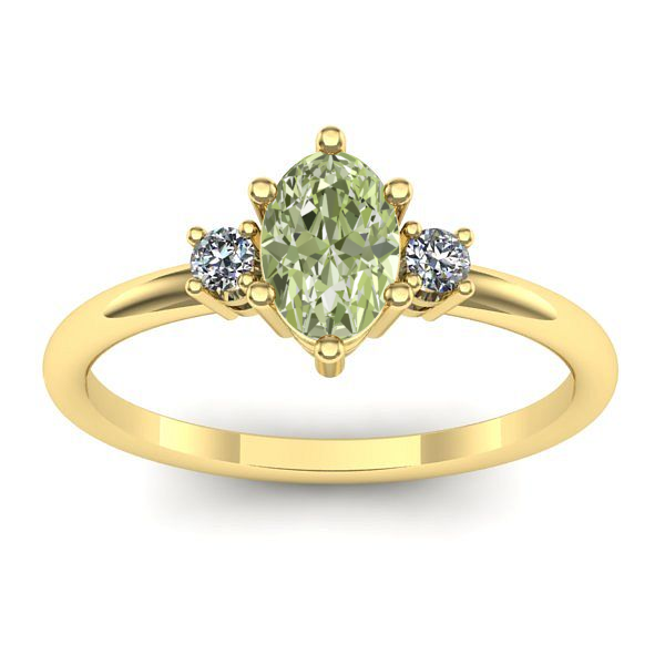 Inel logodna cu diamant de laborator verde oval