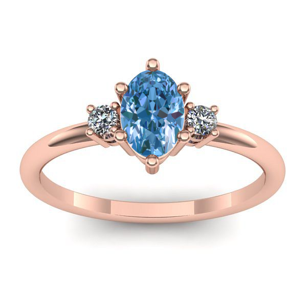 Inel logodna cu diamant de laborator albastru oval