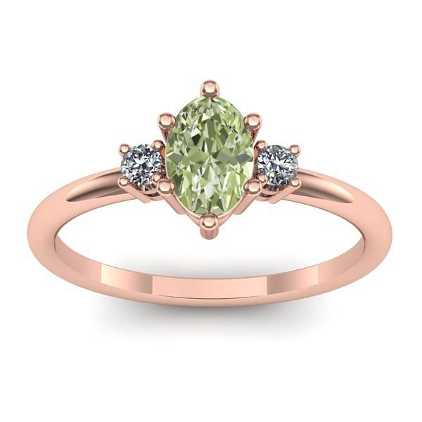 Inel logodna cu diamant de laborator verde oval