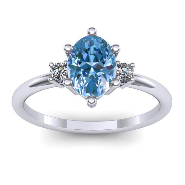 Inel de logodna cu diamant de laborator albastru oval