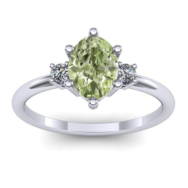 Inel logodna cu diamant de laborator verde oval