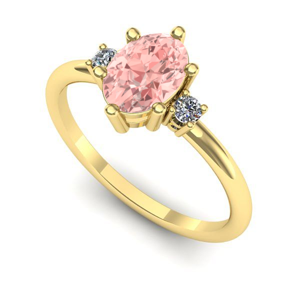 Inel logodna din aur galben cu diamant de laborator roz