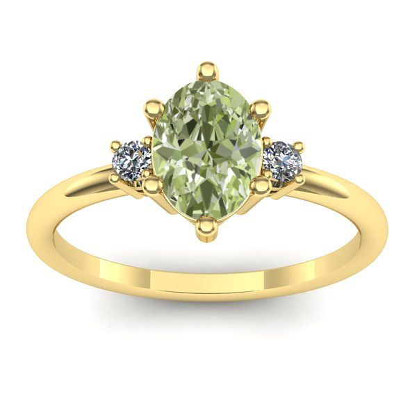 Inel cu diamant de laborator verde oval