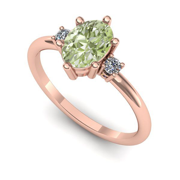 Inel din aur roz cu diamant de laborator verde