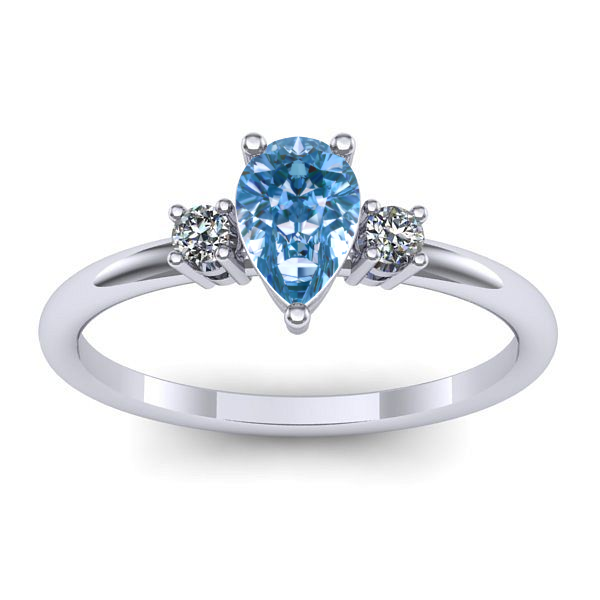 Inel de logodna cu diamant de laborator albastru lacrima