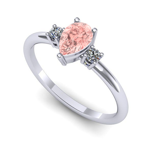 Inel de logodna din aur alb cu diamant de laborator roz