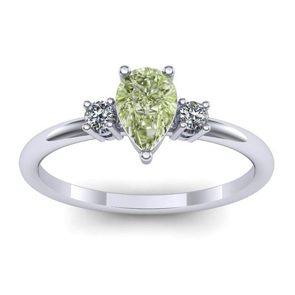 Inel logodna cu diamant de laborator verde lacrima