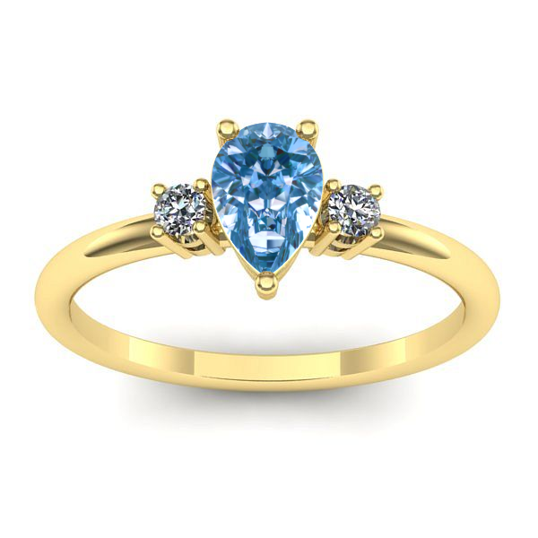 Inel de logodna cu diamant de laborator albastru lacrima